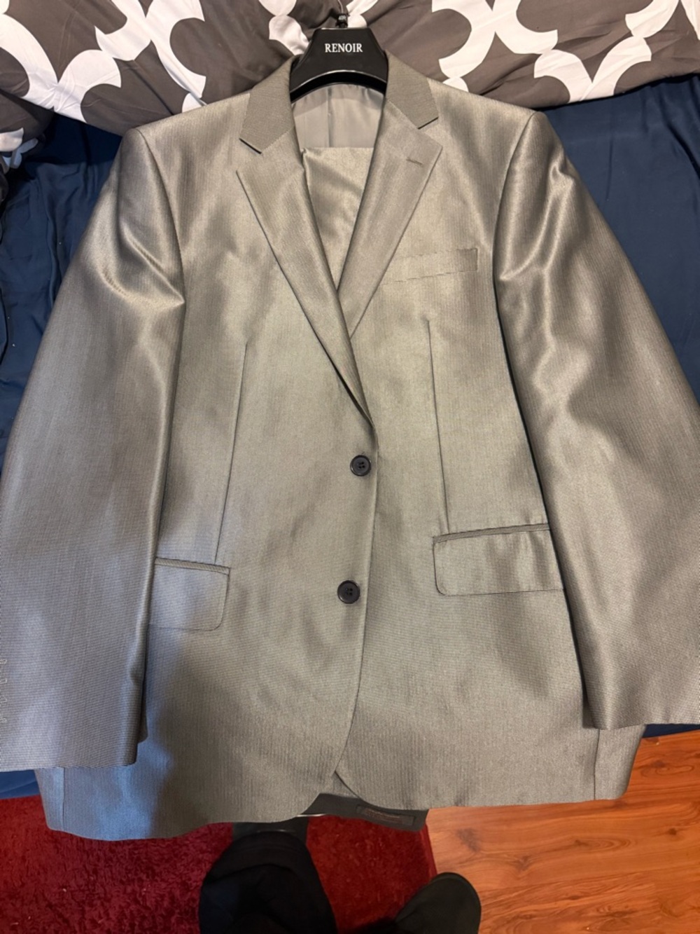 nOir Jewelry Metallic Silver Men's Two-Button Blazer